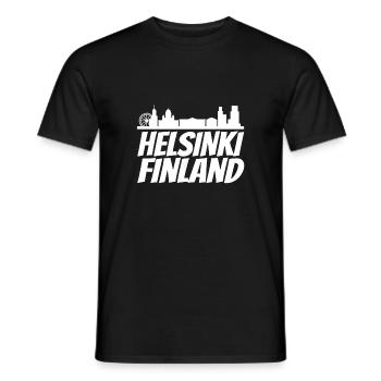 Helsinki Skyline Design rétro - T-shirt homme - noir - Devant - AI Model Male 178 light (178cm)