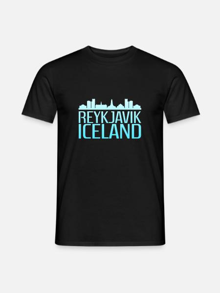Reykjavik Icy Skyline Design - Men's T-Shirt - black