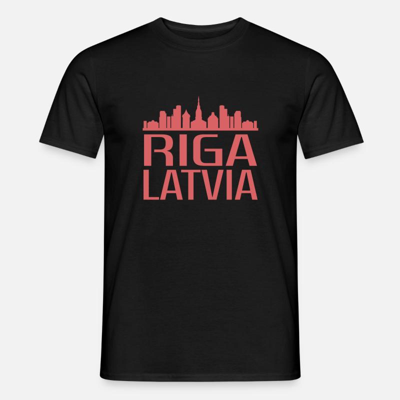 Stilvolle Riga Skyline Illustration - Männer T-Shirt - Schwarz