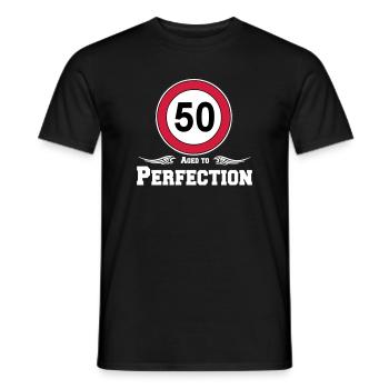 50.Geburtstag , 50 Jahre , Aged to Perfection (25) - Männer T-Shirt - Schwarz - Vorne - AI Model Male 178 light (178cm)