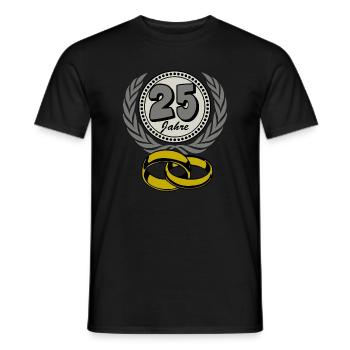 Noces d’argent ,25 ans , Mariage ,Anniversaire de mariage,(25) - T-shirt homme - noir - Devant - AI Model Male 178 light (178cm)