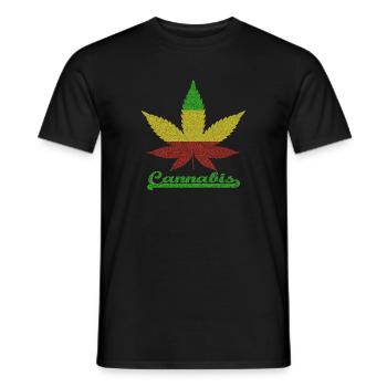 Feuille de Cannabis / Or Rouge Vert - T-shirt homme - noir - Devant - AI Model Male 178 light (178cm)