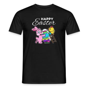 Happy easter bunny easter bunny chick hen egg - Men's T-Shirt - black - Front - AI Model Male 178 light (178cm)