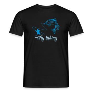 fly fishing fish - Men's T-Shirt - black - Front - AI Model Male 178 light (178cm)
