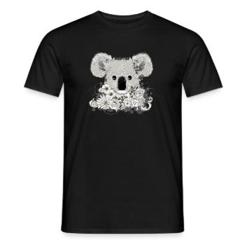 decorated koala bear with flowers and eucalyptus - Men's T-Shirt - black - Front - AI Model Male 178 light (178cm)