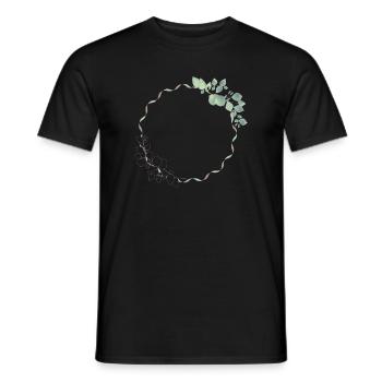 delicate eucalyptus frame for your own texts & motifs - Men's T-Shirt - black - Front - AI Model Male 178 light (178cm)