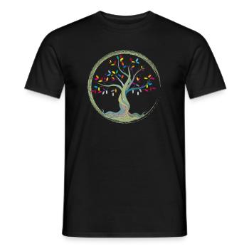 kleiner Baum mit bunten Blättern im Kreis - Männer T-Shirt - Schwarz - Vorne - AI Model Male 178 light (178cm)