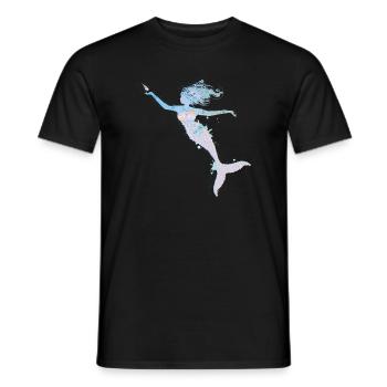 playful mermaid in cool pastel colors - Men's T-Shirt - black - Front - AI Model Male 178 light (178cm)