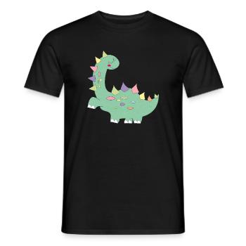 little green dinosaur with colorful dots - Men's T-Shirt - black - Front - AI Model Male 178 light (178cm)