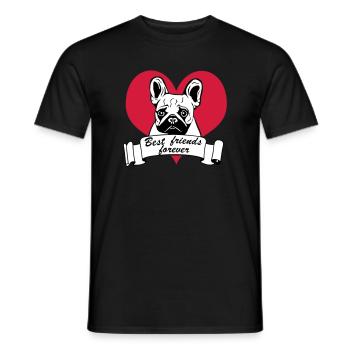 French Bulldog, French Bulldog ... / + - Men's T-Shirt - black - Front - AI Model Male 178 light (178cm)