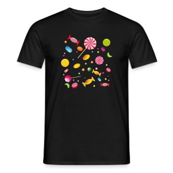 A lot of candy, candy, lollipops and chewing gum - Men's T-Shirt - black - Front - AI Model Male 178 light (178cm)