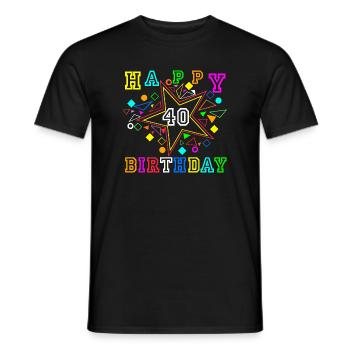 40.Birthday , 40 Years , Happy Birthday (25) - Men's T-Shirt - black - Front - AI Model Male 178 light (178cm)