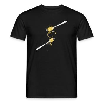 Spaghetti Herz mit zwei Gabeln für Verliebte - Männer T-Shirt - Schwarz - Vorne - AI Model Male 178 light (178cm)