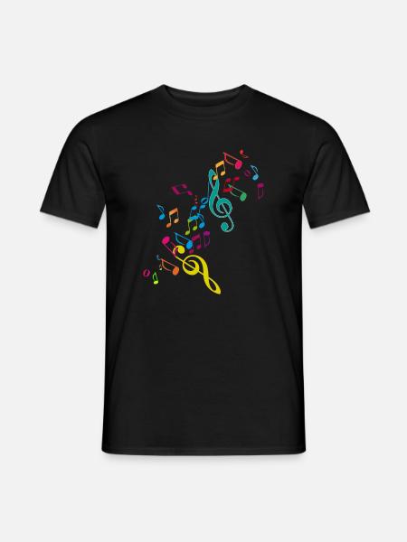 kunterbunte zusammengewürfelte Musik Noten - Männer T-Shirt - Schwarz