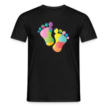 kunterbunte Baby Fußabdrücke - Männer T-Shirt - Schwarz - Vorne - AI Model Male 178 light (178cm)