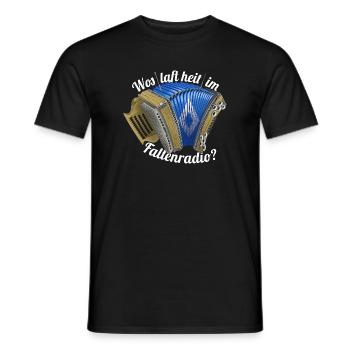Wos laft heit im Faltenradio | ZiachON ! - T-shirt homme - noir - Devant - AI Model Male 178 light (178cm)