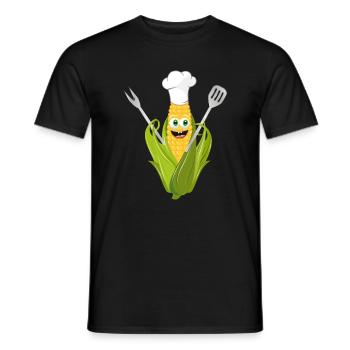 épi de dessin animé drôle avec toque - T-shirt homme - noir - Devant - AI Model Male 178 light (178cm)