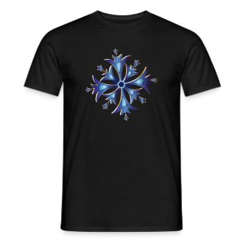 stylized cornflower amulet in blue and gold - Men's T-Shirt - black - Front - AI Model Male 178 light (178cm)