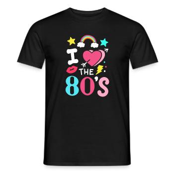 80s Eighties Party Music - Men's T-Shirt - black - Front - AI Model Male 178 light (178cm)