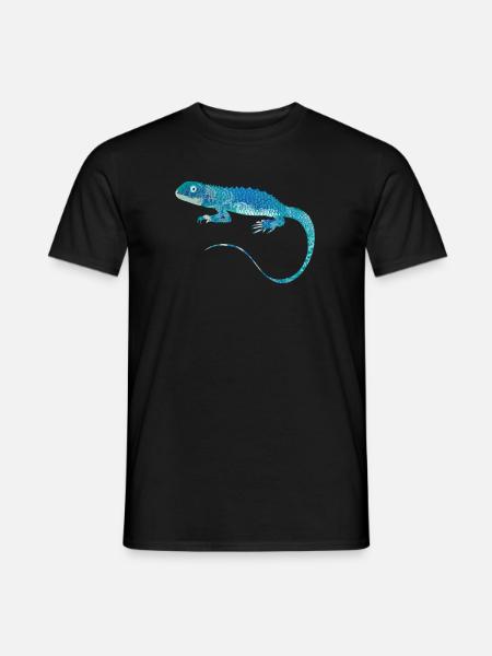 blauer Leguan Collage aus verschiedenen Muster - Männer T-Shirt - Schwarz