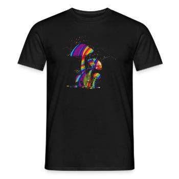 Bunte Fantasie Pilze aus fluoreszierende Farbe - Männer T-Shirt - Schwarz - Vorne - AI Model Male 178 light (178cm)