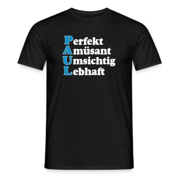 Paul,Vorname,Namensschild,Name,Fun Shirt (25) - Männer T-Shirt - Schwarz - Vorne - AI Model Male 178 light (178cm)