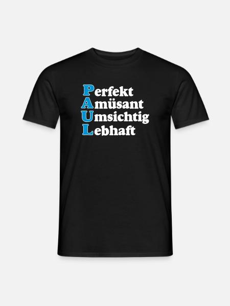 Paul,Vorname,Namensschild,Name,Fun Shirt (25) - Männer T-Shirt - Schwarz
