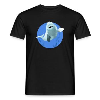 Beluga cheerful in blue circle - Men's T-Shirt - black - Front - AI Model Male 178 light (178cm)