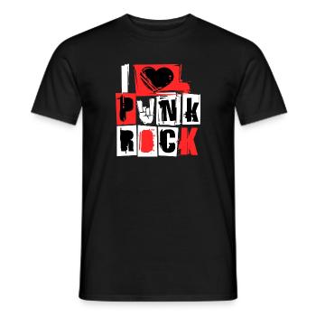 I love punk rock punk rock music hard rock metal - Men's T-Shirt - black - Front - AI Model Male 178 light (178cm)