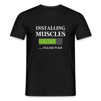 Cadeaux drôles d'entraînement de gym installer des muscles s'il vous plaît - T-shirt homme - noir - Devant - AI Model Male 178 light (178cm)