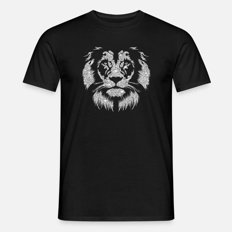 Funkelnder Löwenkopf mit Glitzereffekt - Männer T-Shirt - Schwarz