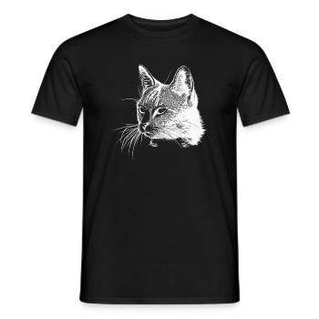 Tête de chat - Blanc - T-shirt homme - noir - Devant - AI Model Male 178 light (178cm)