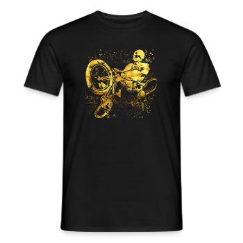 BMX / Bmx / vélo / or / idée cadeau BMX - T-shirt homme - noir - Devant - AI Model Male 178 light (178cm)