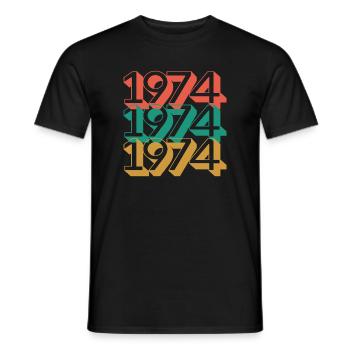 Retro 1974 Color Block Pattern - Men's T-Shirt - black - Front - AI Model Male 178 light (178cm)