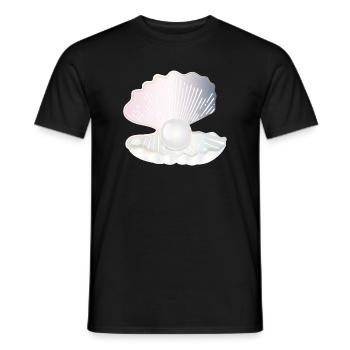 irisierende geöffnete Muschel mit großer Perle - Männer T-Shirt - Schwarz - Vorne - AI Model Male 178 light (178cm)