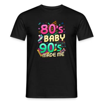 80s 90s Music Party Birthday - Men's T-Shirt - black - Front - AI Model Male 178 light (178cm)