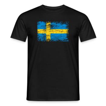 Schwedische Flagge im Vintage-Style - Männer T-Shirt - Schwarz - Vorne - AI Model Male 178 light (178cm)