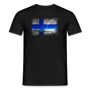Finnland mit Nordlicht im Vintage-Style - Männer T-Shirt - Schwarz - Vorne - AI Model Male 178 light (178cm)
