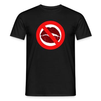 Baisers interdit baiser bouche lèvres baiser interdiction distance - T-shirt homme - noir - Devant - AI Model Male 178 light (178cm)