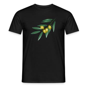 Olive branch with four olives. Symbol of peace - Men's T-Shirt - black - Front - AI Model Male 178 light (178cm)
