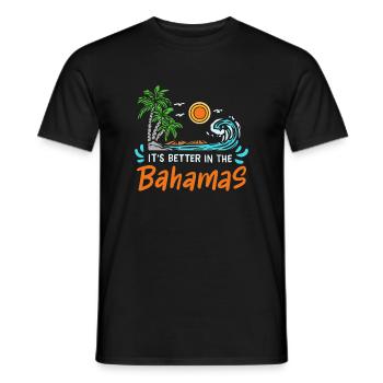 Bahamas rétro 80 ' s vacances d’été - T-shirt homme - noir - Devant - AI Model Male 178 light (178cm)