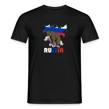 Russia bear design with map and flag - Men's T-Shirt - black - Front - AI Model Male 178 light (178cm)