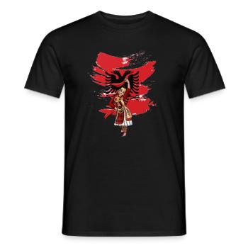 Drapeau albanais « Nuse albanaise » - T-shirt homme - noir - Devant - AI Model Male 178 light (178cm)