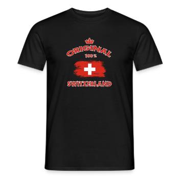 Suisse Original 100% / Cadeau Drapeau National - T-shirt homme - noir - Devant - AI Model Male 178 light (178cm)