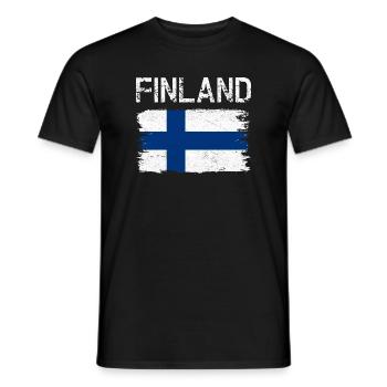 Broussailles vieillies du drapeau finlandais - T-shirt homme - noir - Devant - AI Model Male 178 light (178cm)