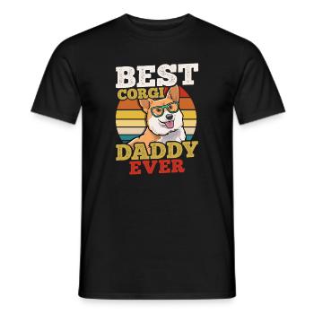 Corgi Papa Fête des Pères Rétro - T-shirt homme - noir - Devant - AI Model Male 178 light (178cm)
