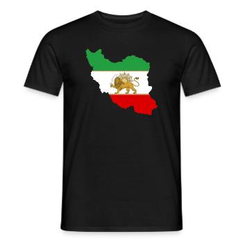 Iran Flag Lion and Sun - شیر خورشید پرچم - Men's T-Shirt - black - Front - AI Model Male 178 light (178cm)