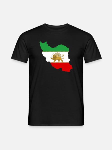Drapeau iran Lion et Soleil - شیر خورشید پرچم - T-shirt homme - noir