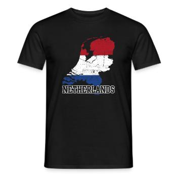 Netherlands Flag Map Silhouette - Men's T-Shirt - black - Front - AI Model Male 178 light (178cm)