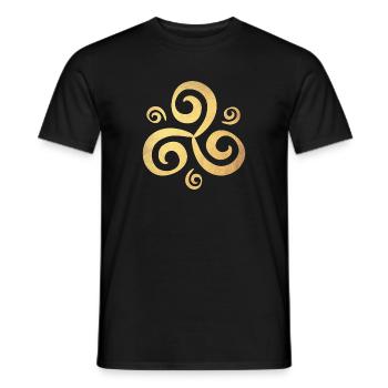 Yoga Gold Triskele Buddhism Meditation Ornament - Men's T-Shirt - black - Front - AI Model Male 178 light (178cm)